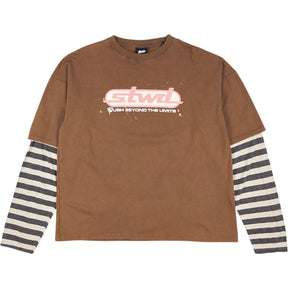 Pull & Bear Brown Graphic Long Sleeve T-Shirt