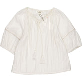 Hush Ecru White Mae Crinkle Balloon Sleeve Blouse