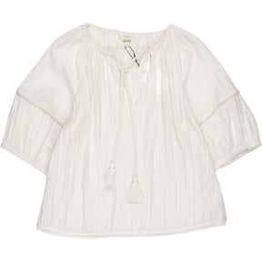 Hush Ecru White Mae Crinkle Balloon Sleeve Blouse