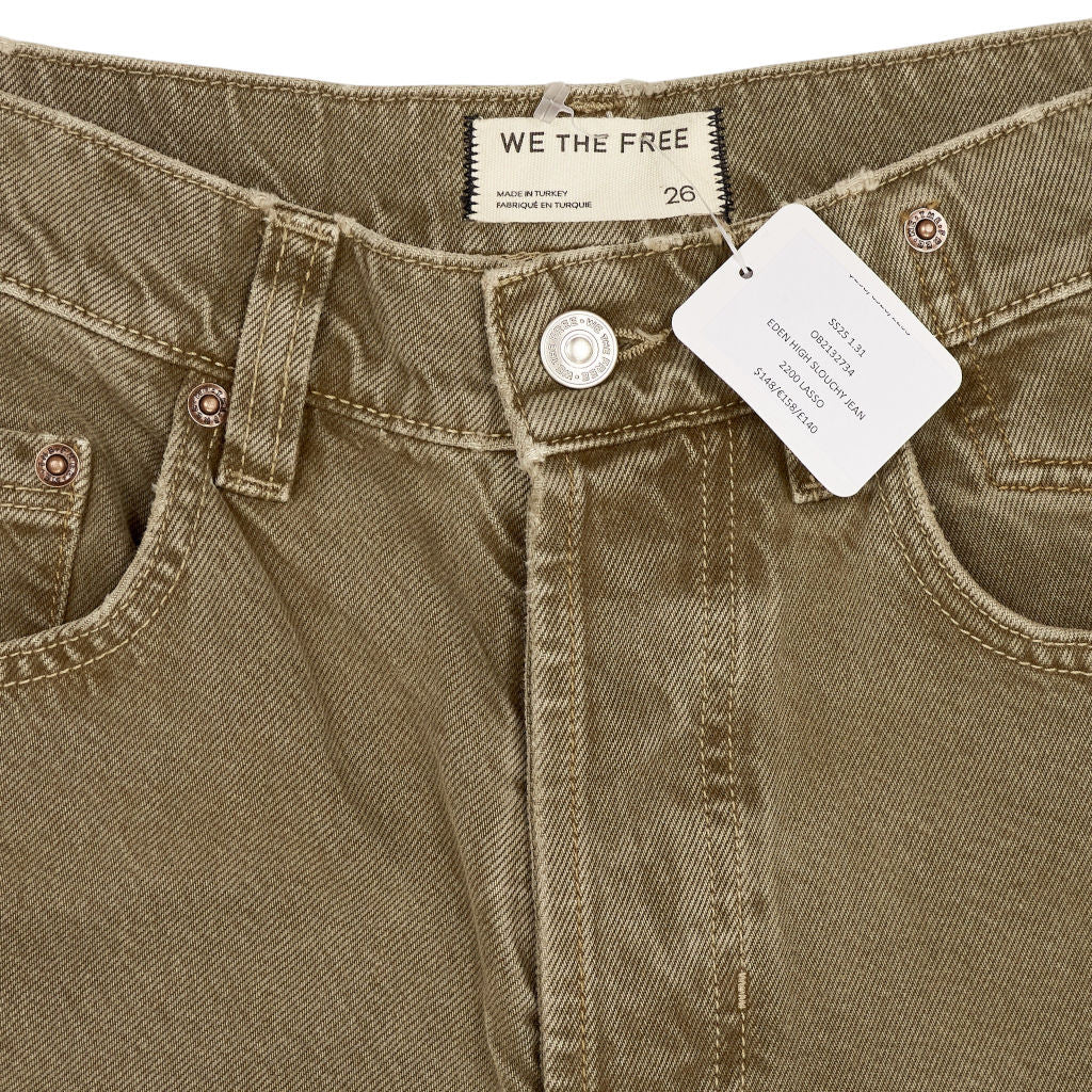 We The Free Khaki Eden High Slouchy Jeans