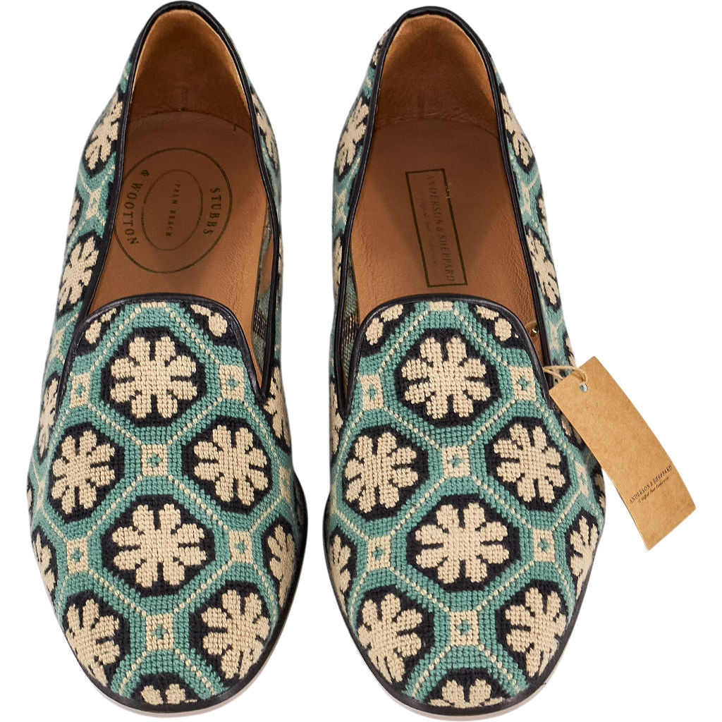 Stubbs & Wootton Turquoise Mosaic Slippers