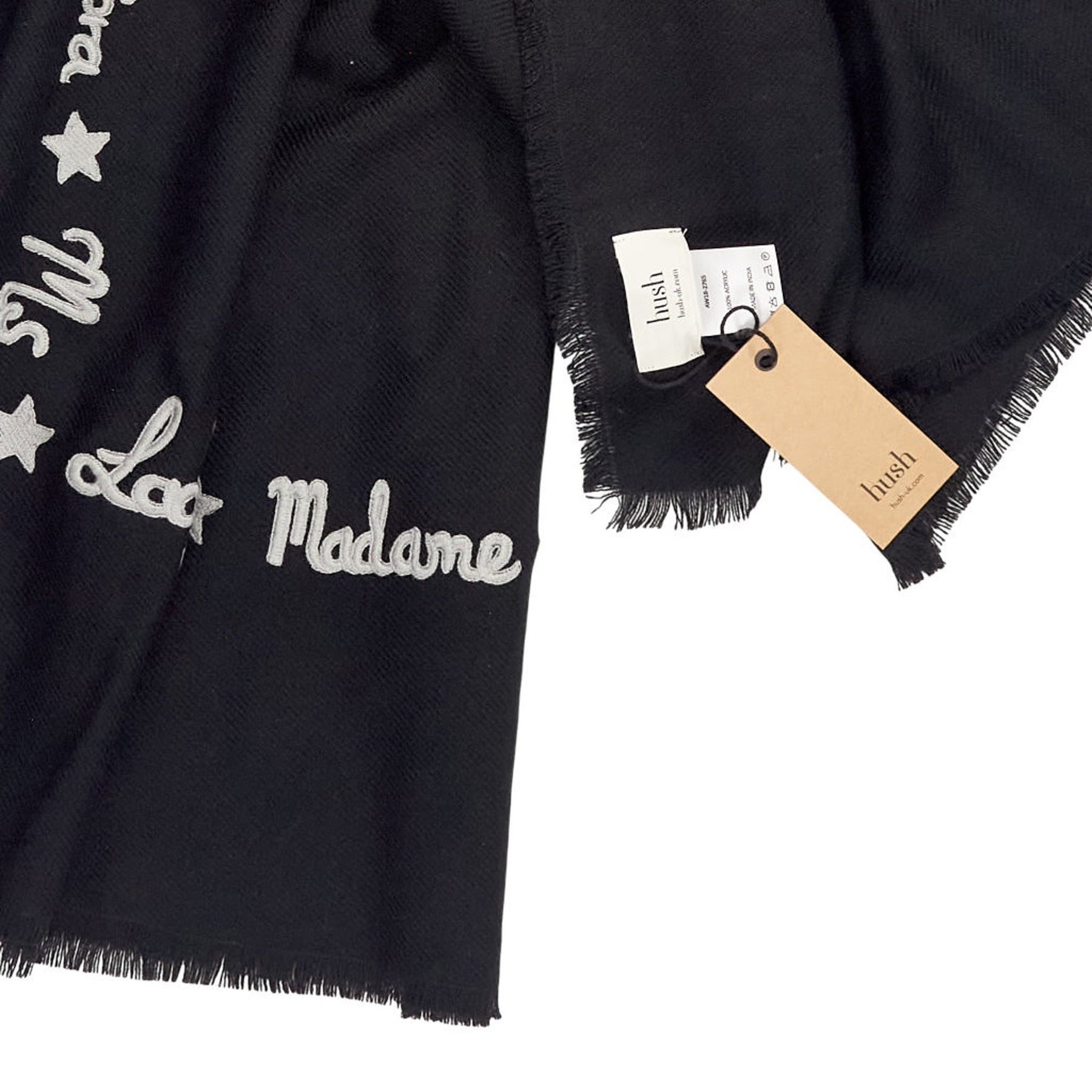 Hush Black Grey Textured Scarf