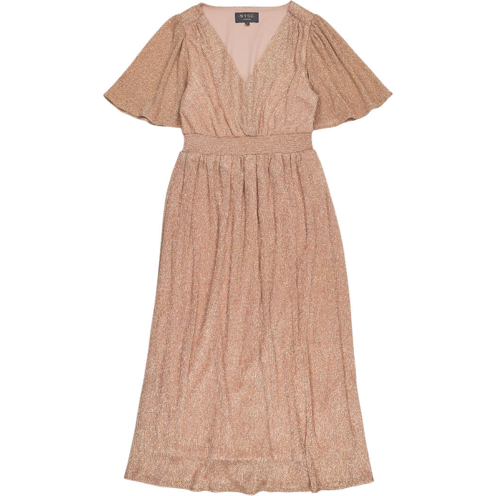 WYSE London Pink Metallic Midi Dress