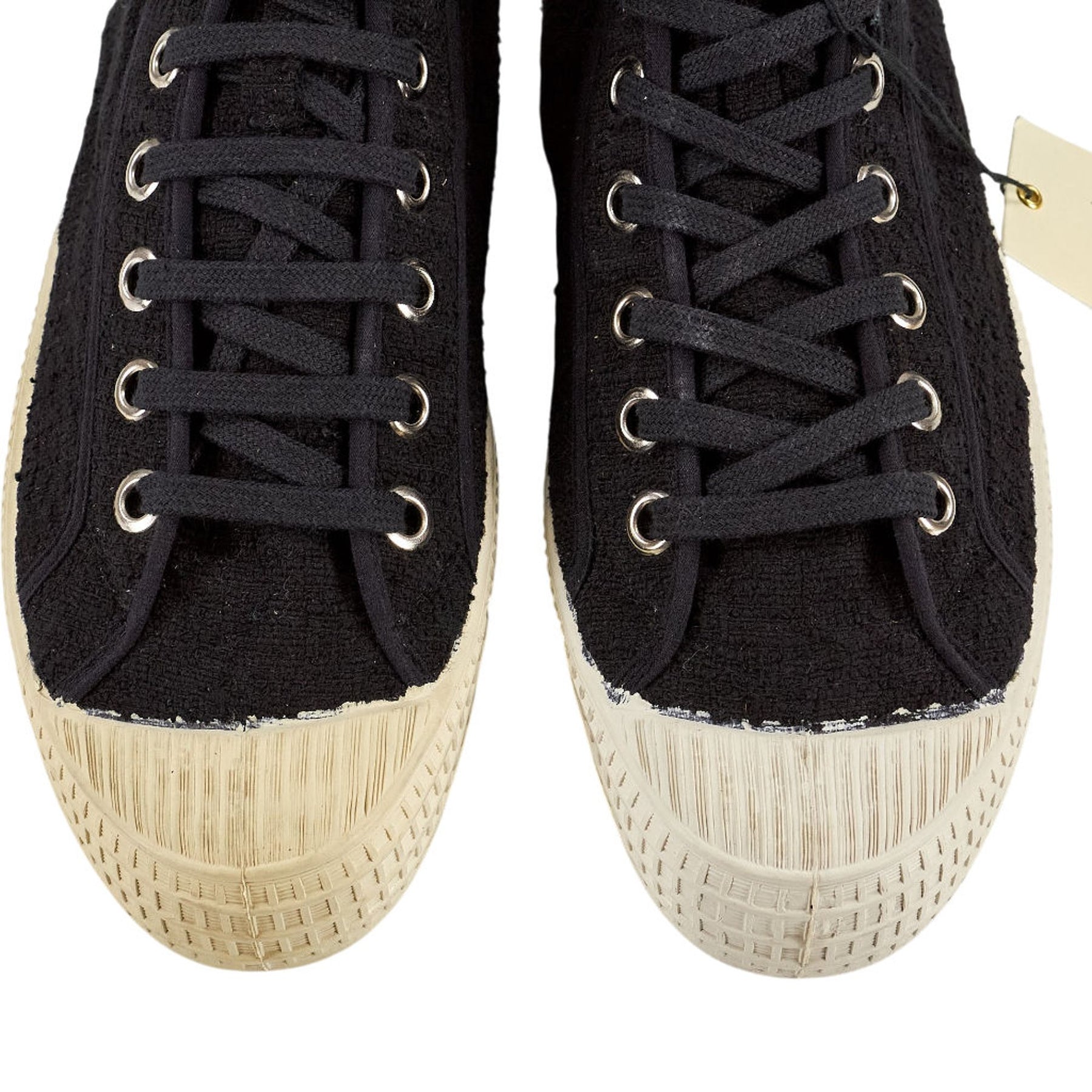 YMC Black Cotton Weave High Top Trainers
