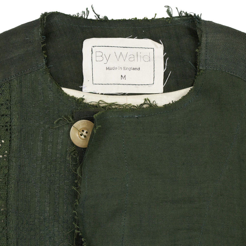 By Walid Green Linen Coat