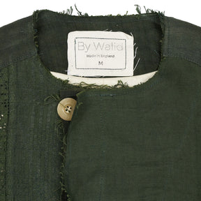 By Walid Green Linen Coat