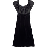 WYSE Black Velvet Ruffle Dress