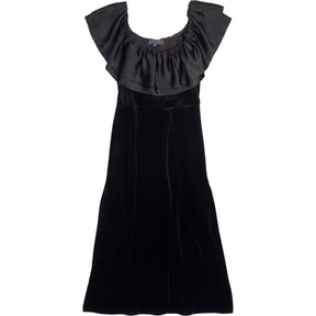 WYSE Black Velvet Ruffle Dress