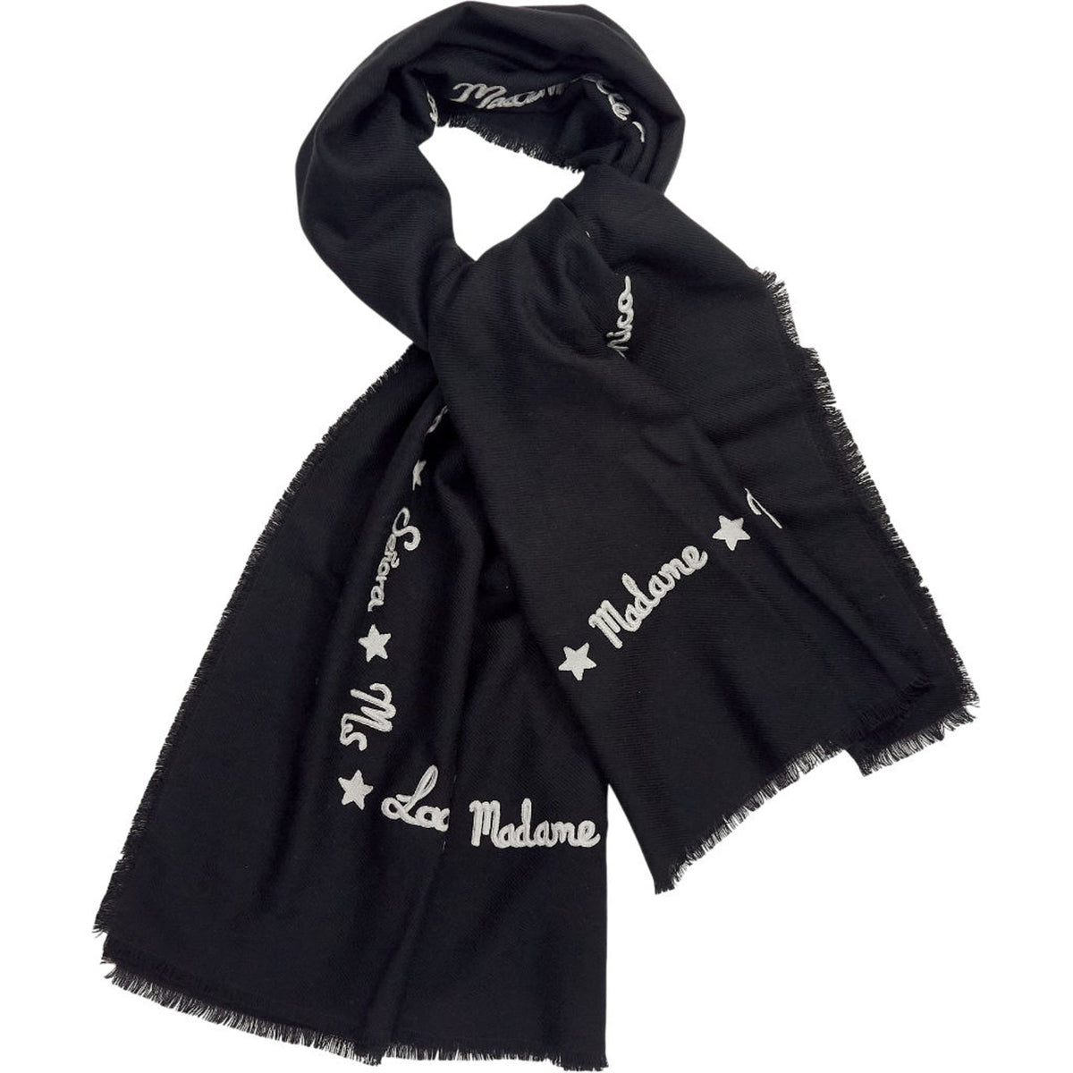 Hush Black Grey Textured Scarf