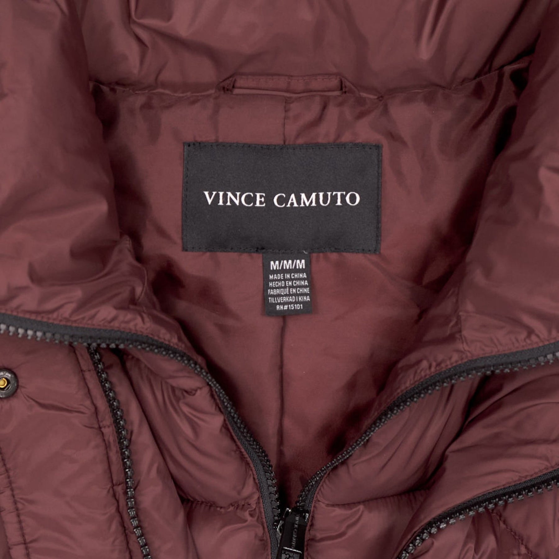 Vince Camuto Burgundy Heavyweight Hooded Coat