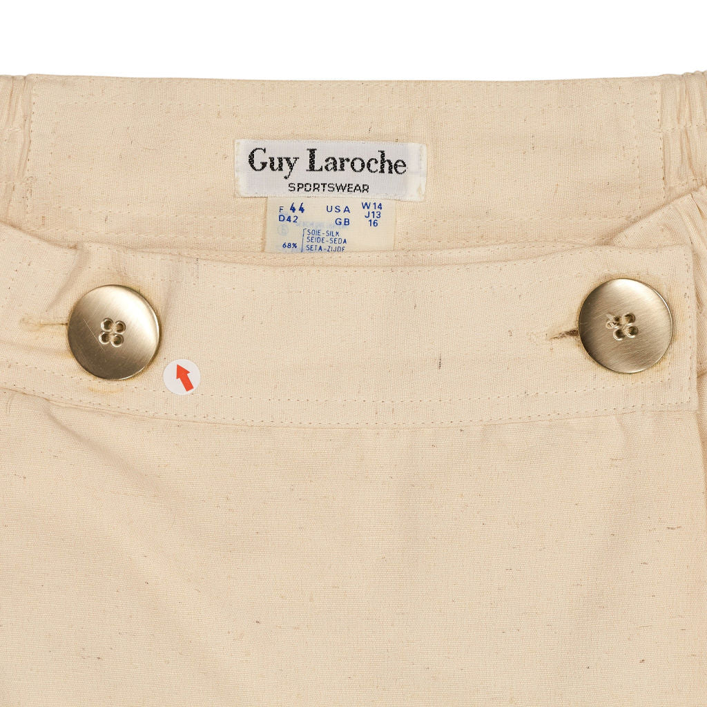 Guy Laroche Cream Silk Blend Midi Skirt