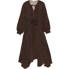 Hush Brown/Blue Tie Front Printed Dress