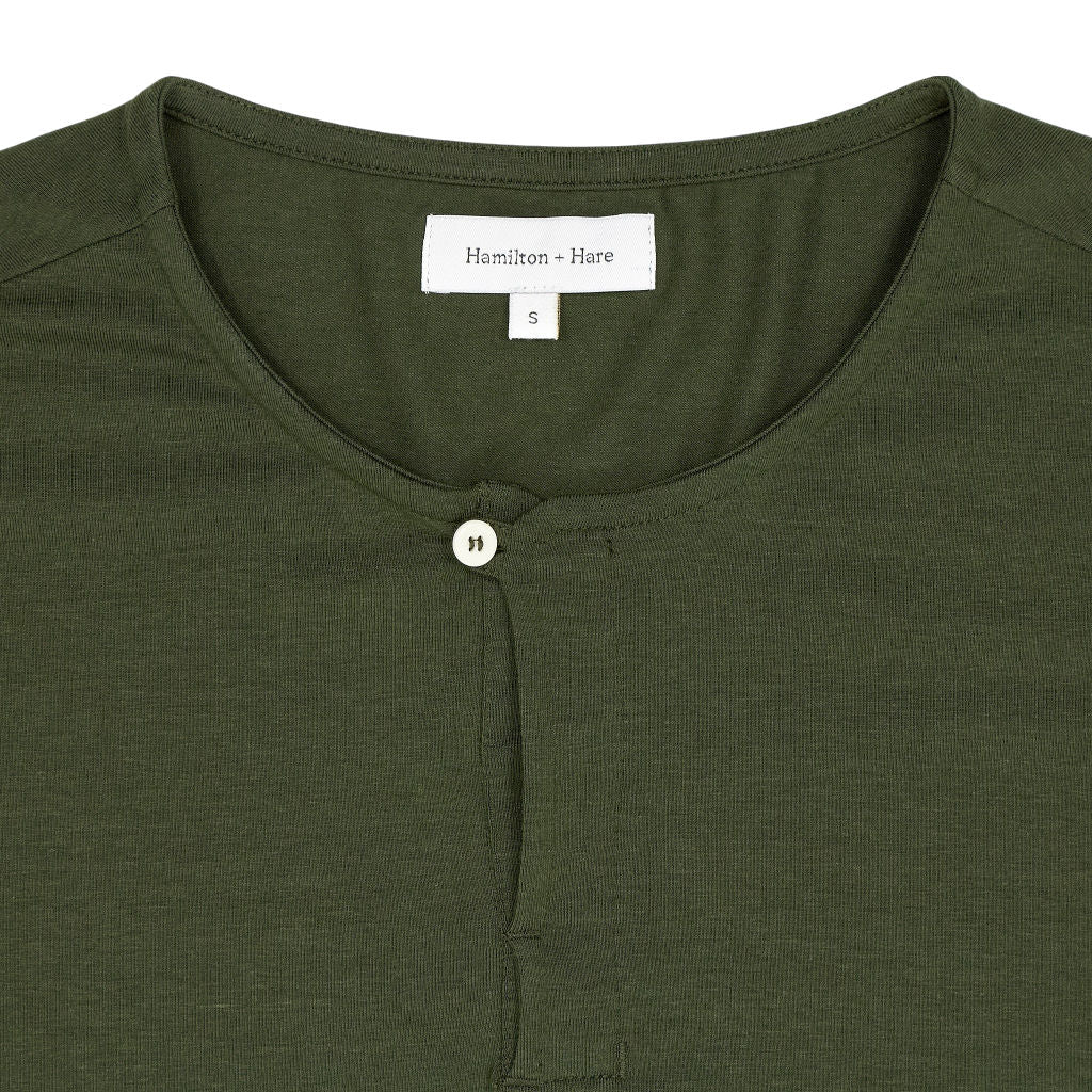 Hamilton + Hare Green Long Sleeve Henley Shirt