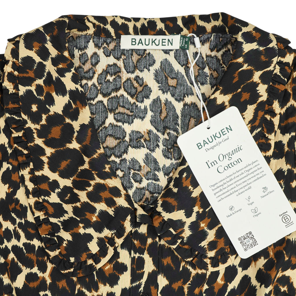 Baukjen Brown Courtney Organic Cotton Leopard Collar Blouse
