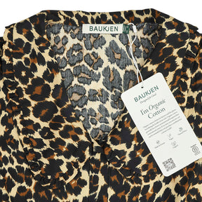 Baukjen Brown Courtney Organic Cotton Leopard Collar Blouse