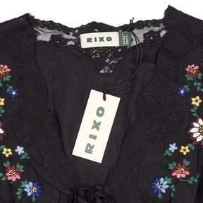 Rixo Black Daisy Sun Embroidery Top