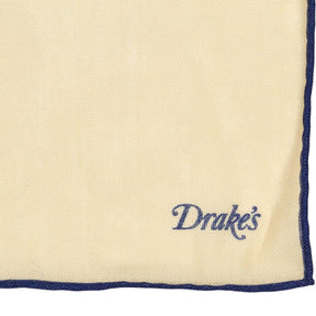 Drake's Cream Wool Silk Pocket Square