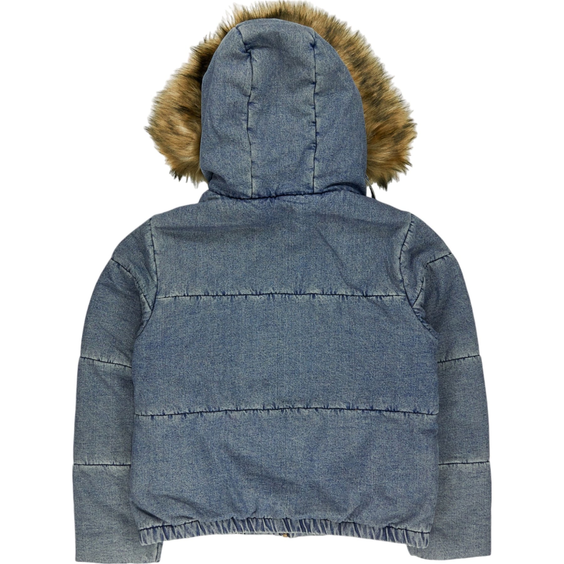 Basic Pleasure Mode Blue Faux Fur Hooded Jacket