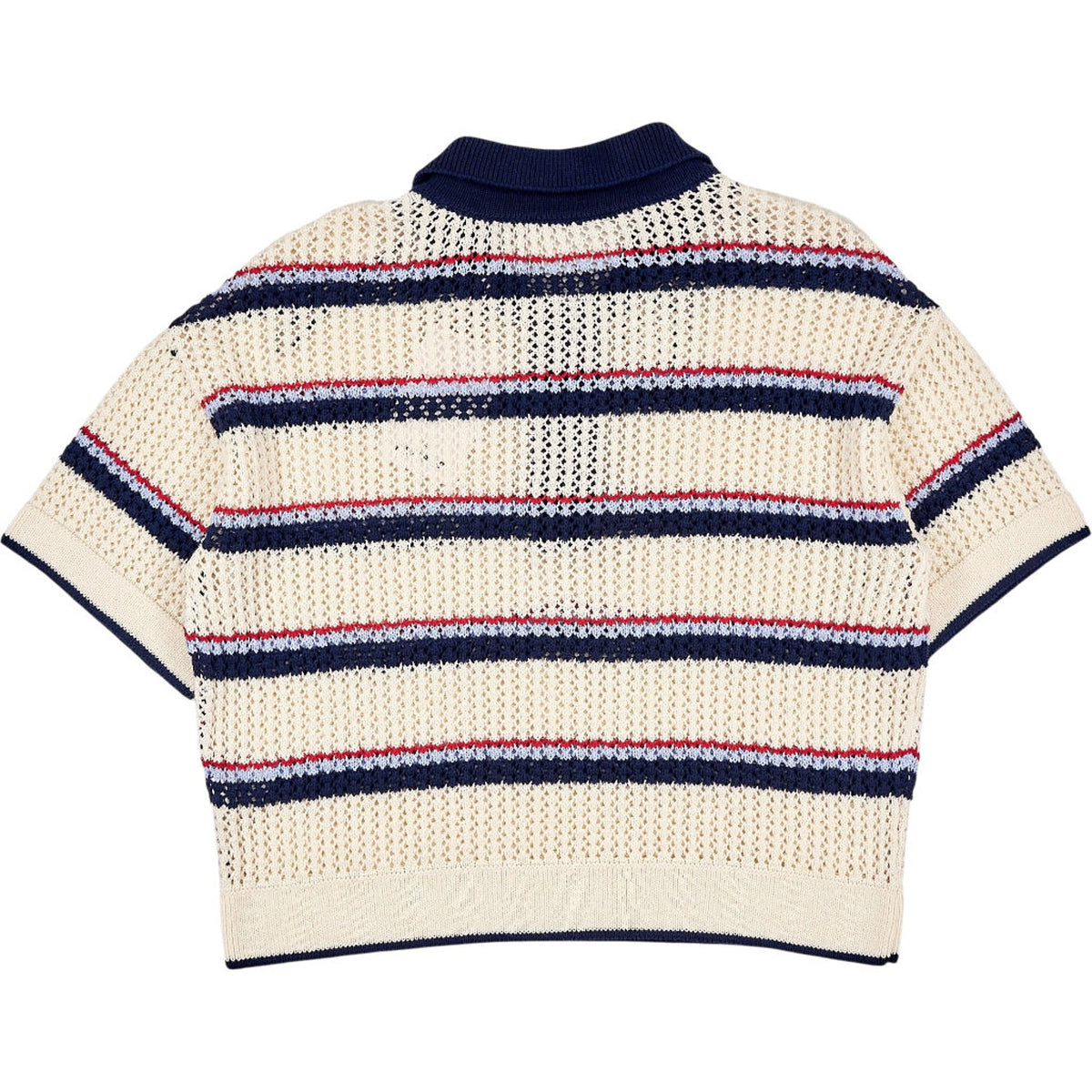Pull & Bear Cream Striped Polo Knit Top
