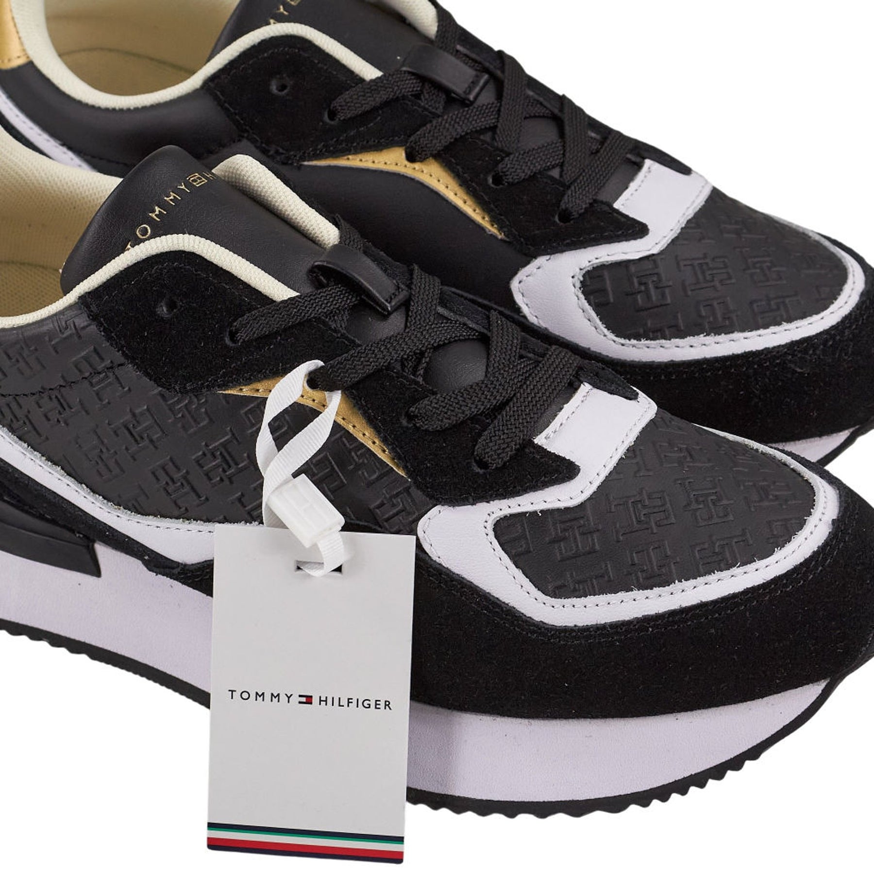 Tommy Hilfiger Black Lux Monogram Runner Trainers