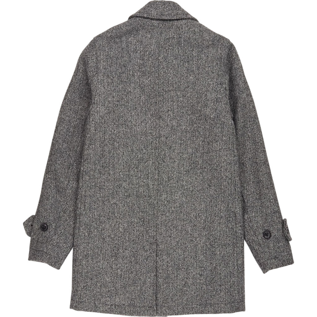 Gloverall Grey Herringbone Wool Coat