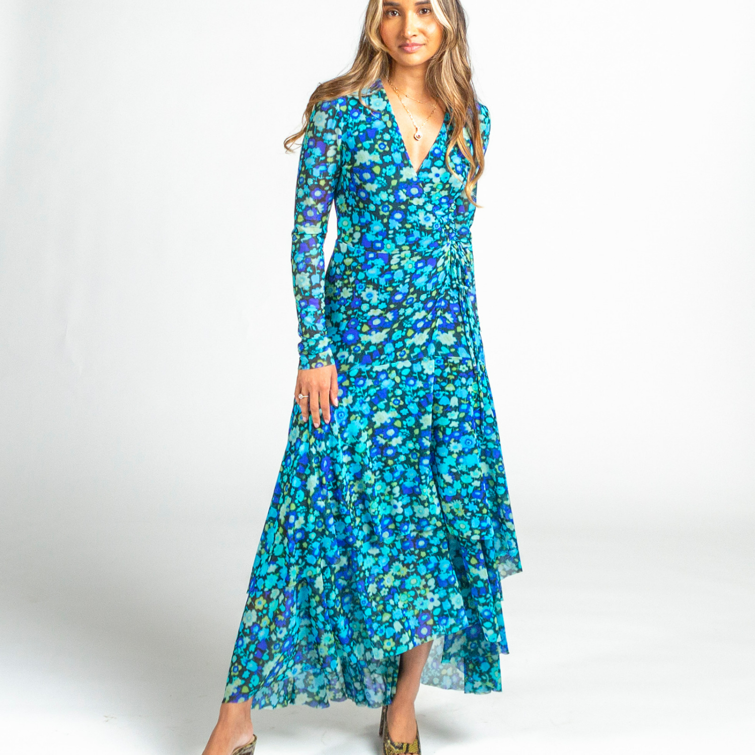 Ganni blue floral hot sale dress
