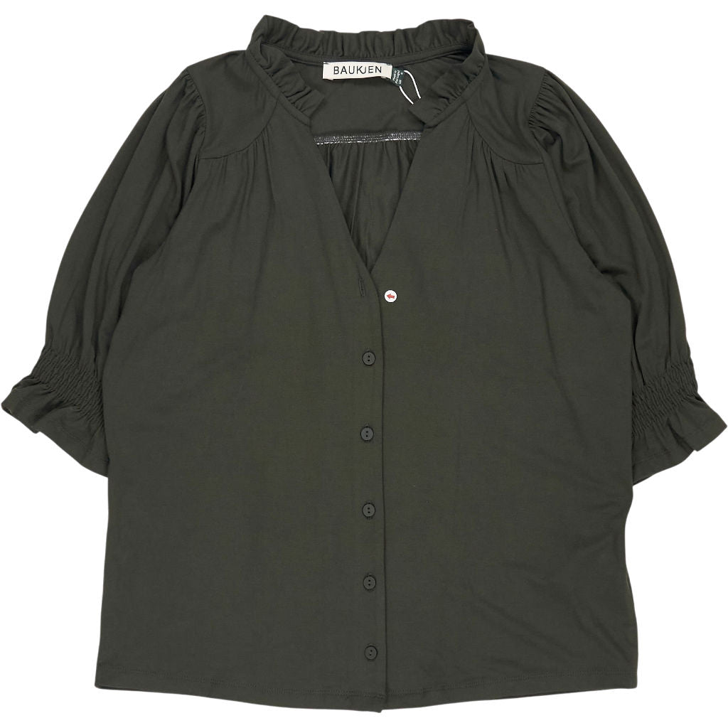 Baukjen Deep Khaki Noa Short Sleeve Blouse