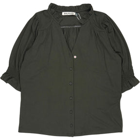 Baukjen Deep Khaki Noa Short Sleeve Blouse