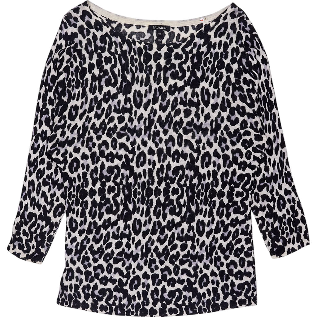 Baukjen Black White Leopard Print Wool Top