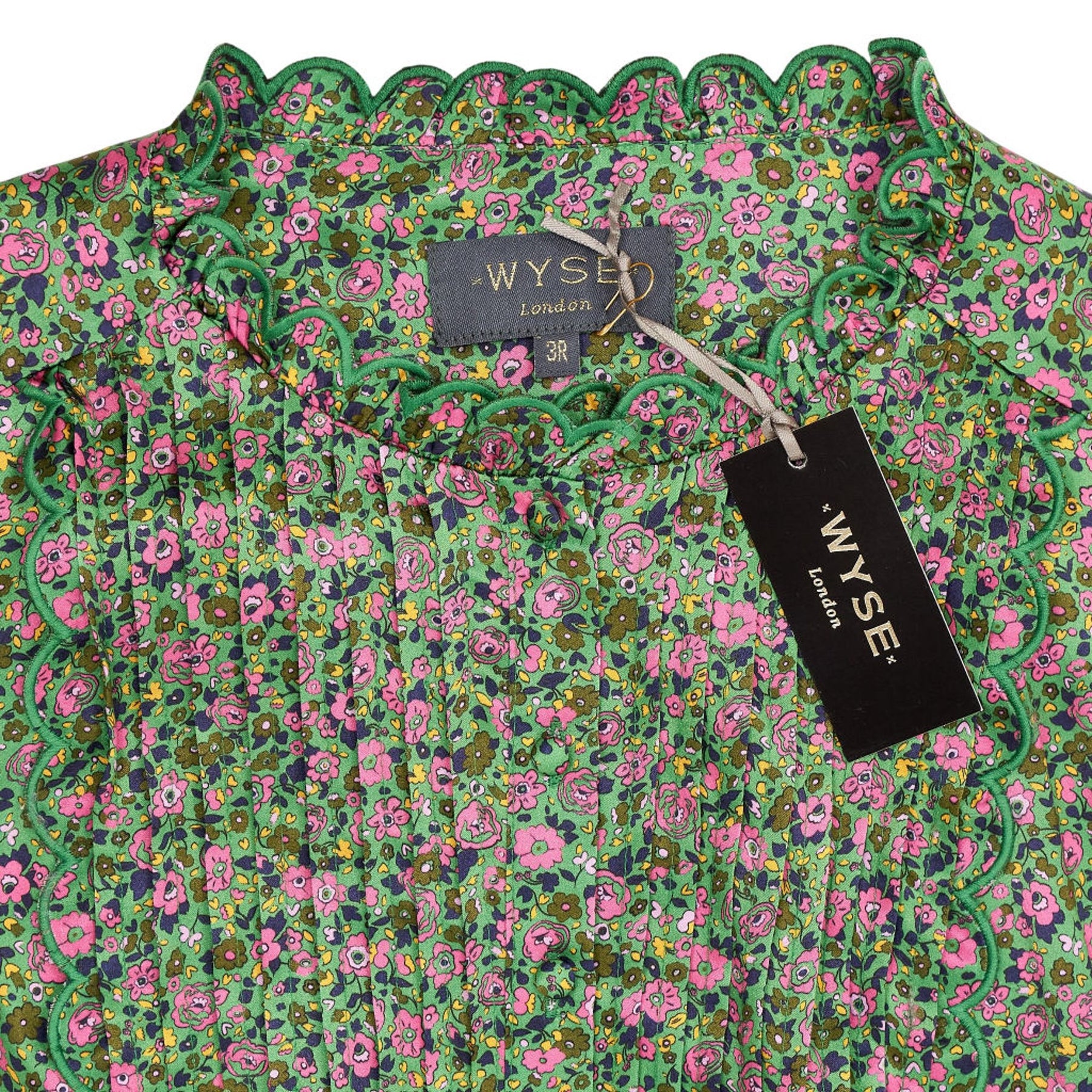 WYSE Jade Green Floral Finley Silk Dress