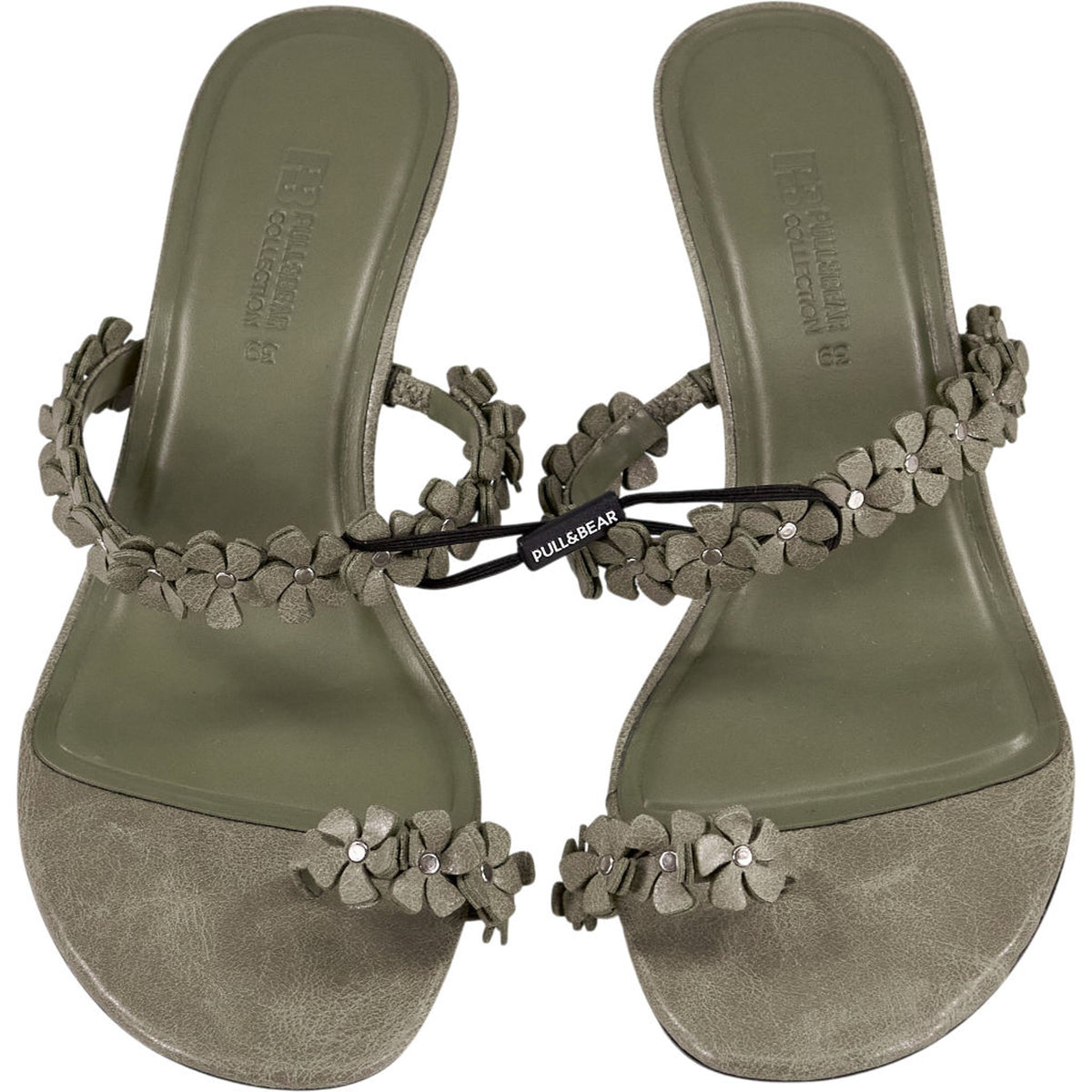 Pull & Bear Green Flower Embellished Sandals