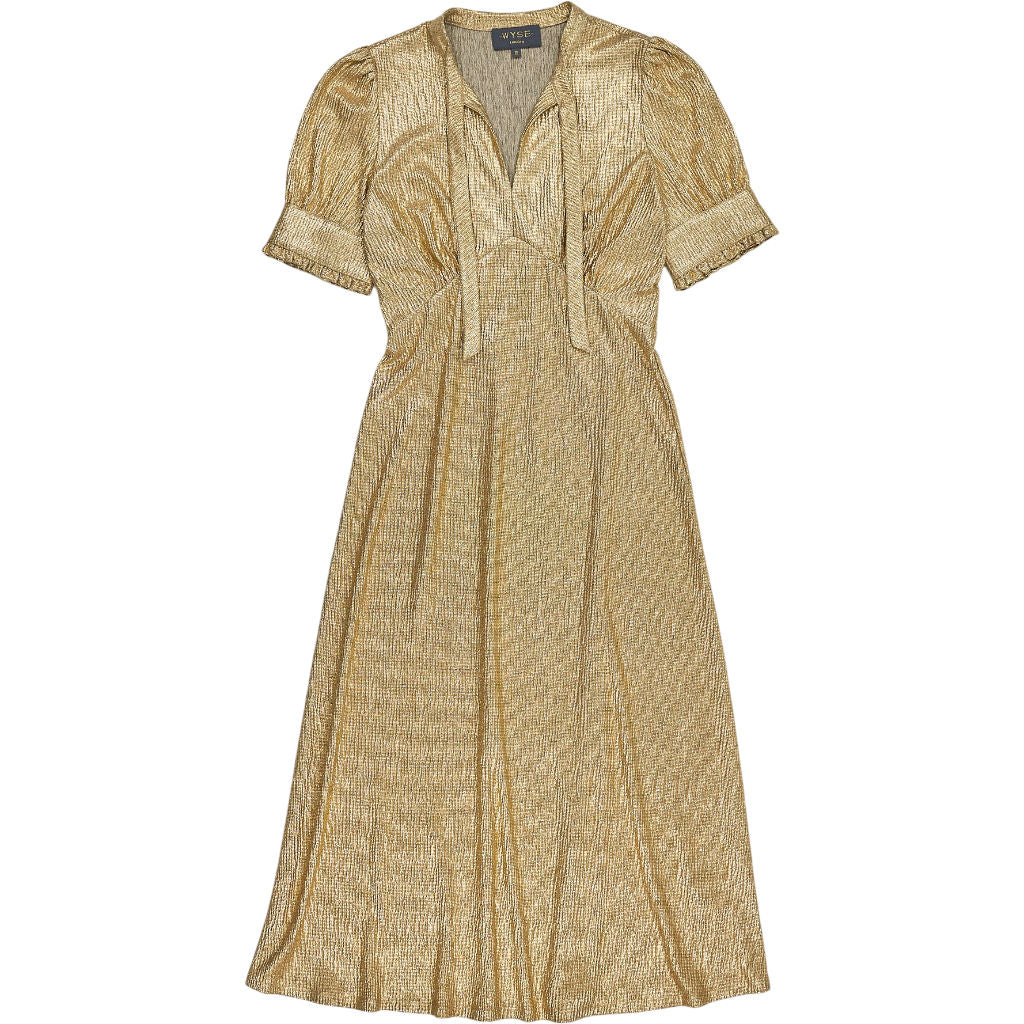WYSE Gold Metallic Midi Dress
