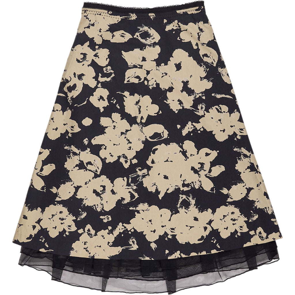 Toast Black Beige Floral Midi Skirt