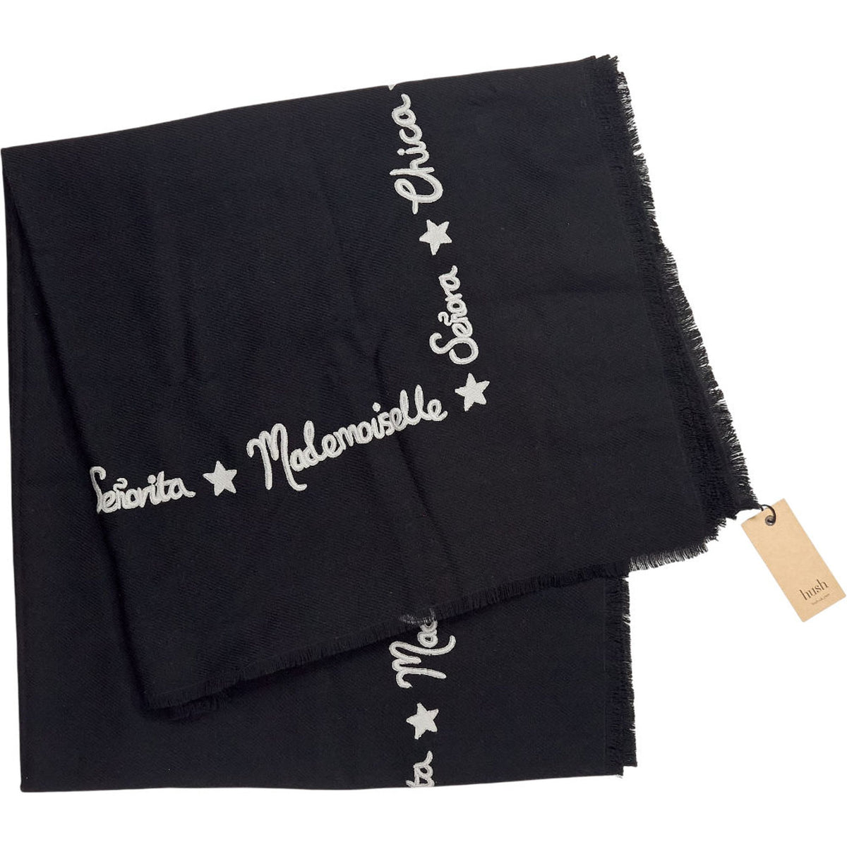 Hush Black Grey Textured Scarf