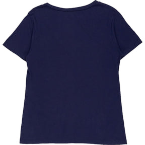 Stussy Navy V-Neck T-Shirt with Badges