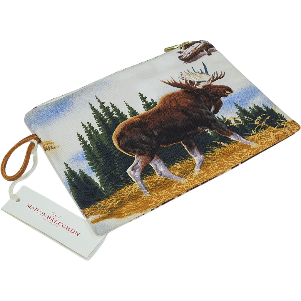 Maison Baluchon Stag Deer Print Zip Pouch