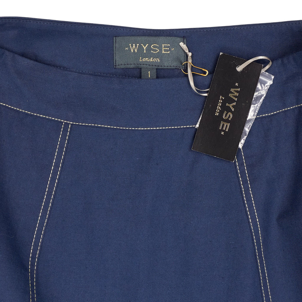 Wyse Navy Connie Contrast Stitch Skirt