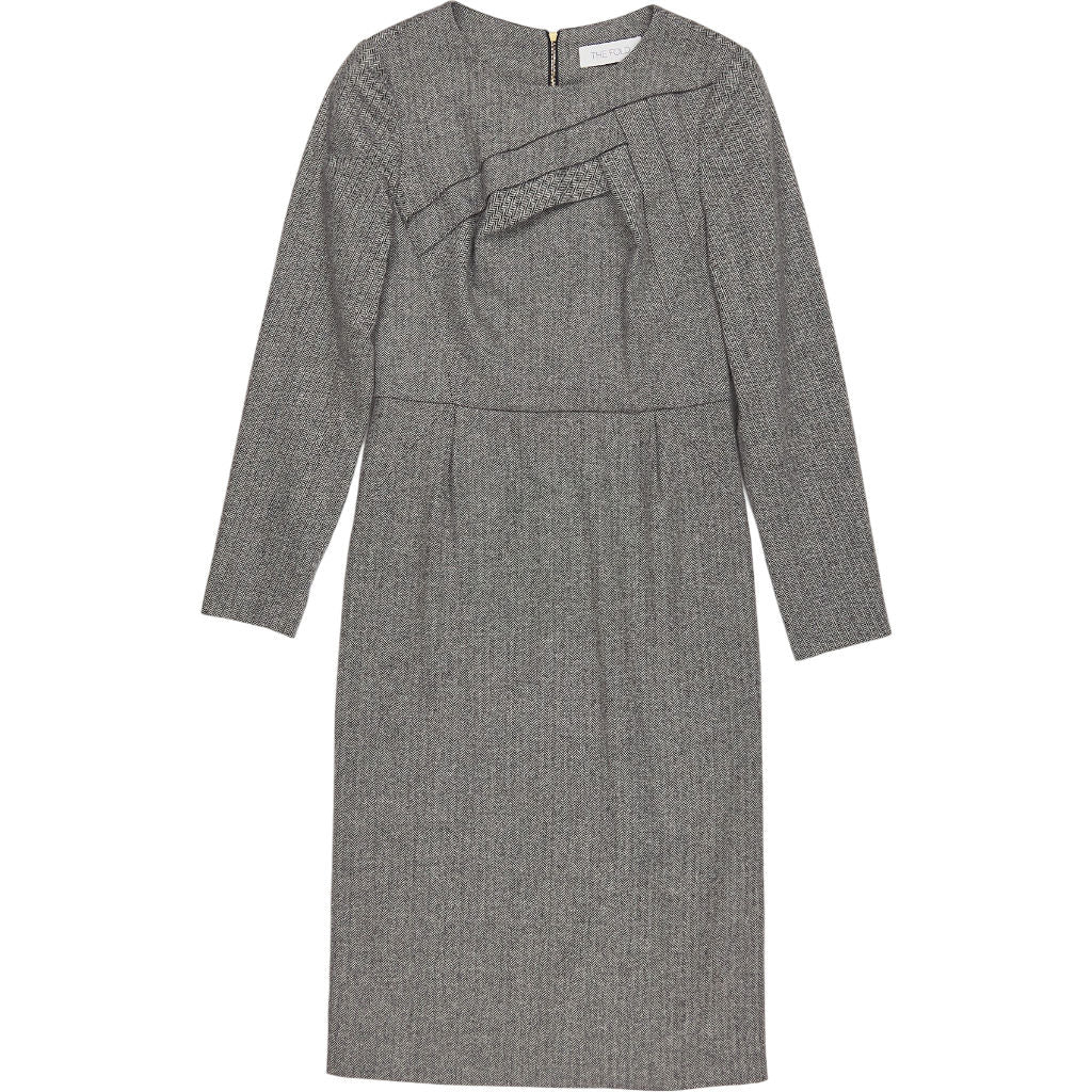 The Fold Grey Herringbone Dress