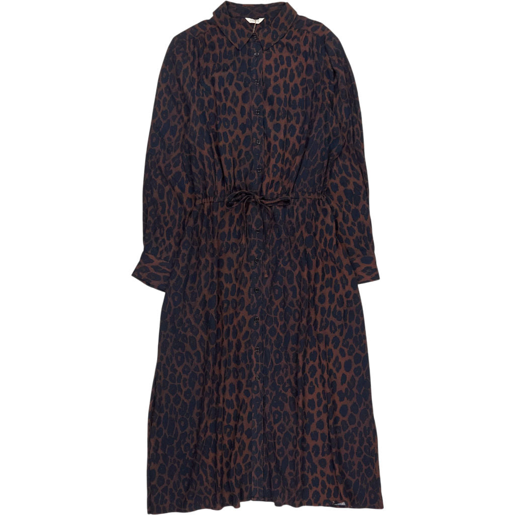 Hush Brown Blue Rosey Midi Shirt Dress