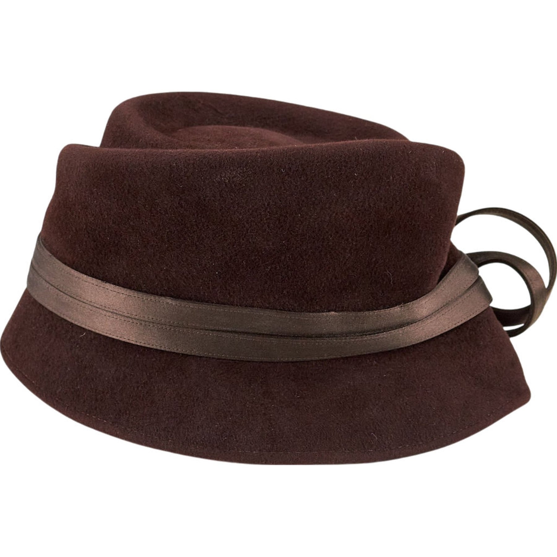 Philip Treacy Brown Velour Hat O/S