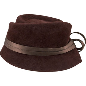 Philip Treacy Brown Velour Hat O/S