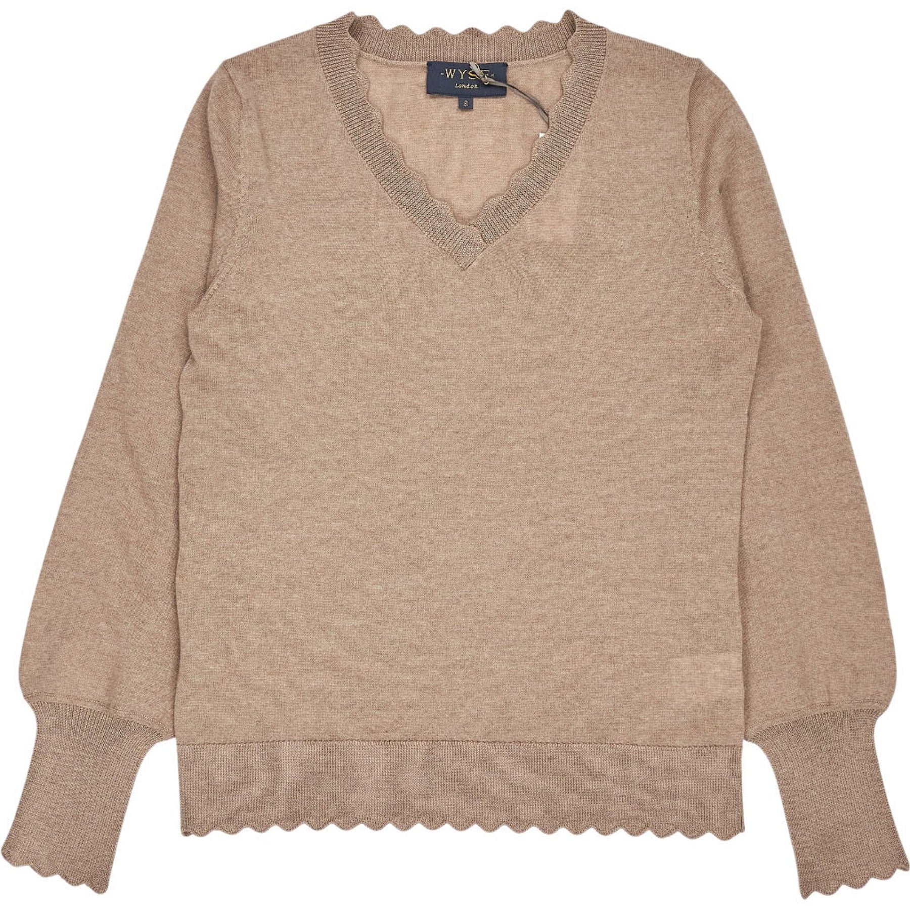 WYSE Oat Marl Fleurine Scallop Jumper