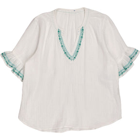 NRBY White Embroidered Boho Blouse