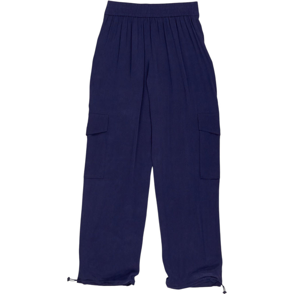 NRBY Navy Blue Silk Cargo Trousers