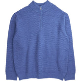 Lands' End Blue Textured Knit 1/4 Zip Jumper