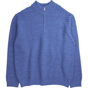 Lands' End Blue Textured Knit 1/4 Zip Jumper