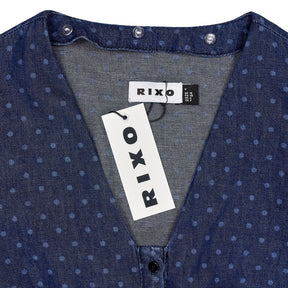 Rixo Blue Polka Dot Becca Dress