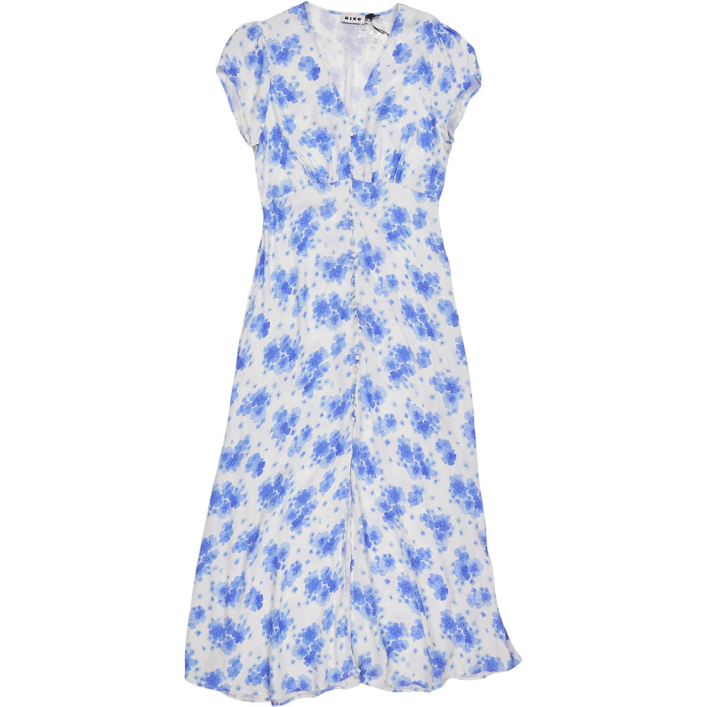 Rixo Blue Victoria Floral Aspen Dress