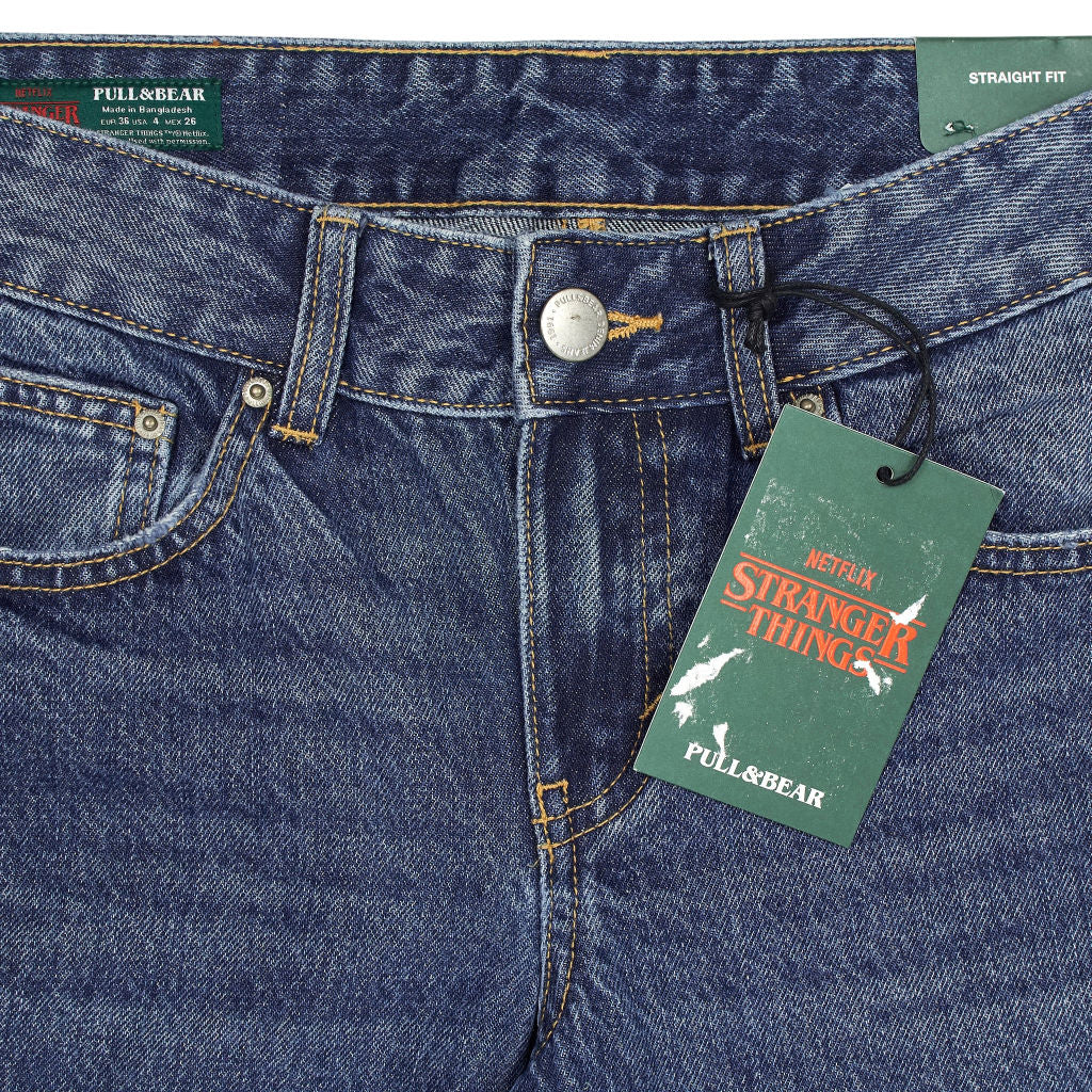 Pull & Bear Blue Stranger Things Straight Jeans