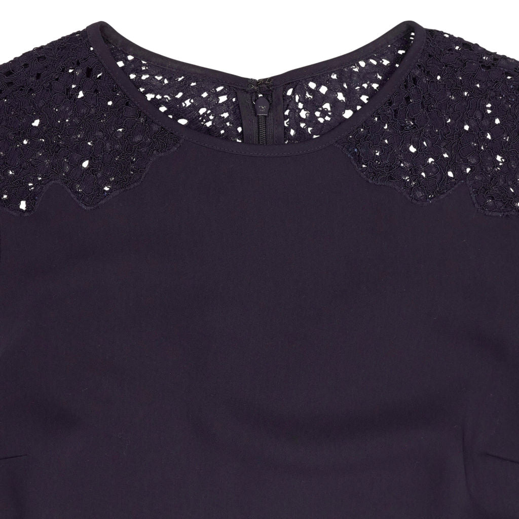 Reiss Navy Lace Sleeve Caryn Dress